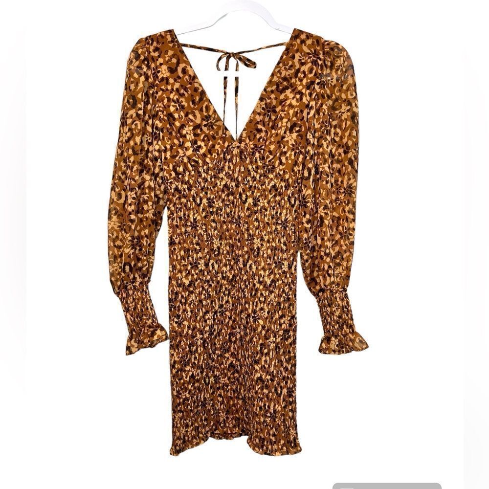 STEVE MADDEN Carly Animal Print Smocked Mini Dress Size XS